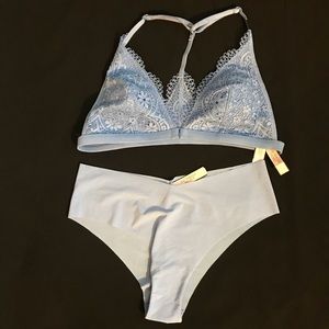 Victoria’s Secret blue bralette & seamless panty